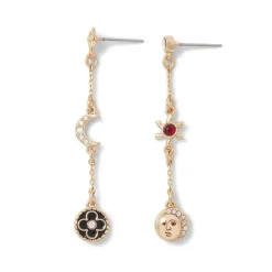 Moonface And Crescent Drop Earrings