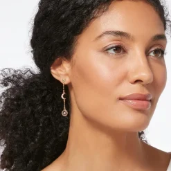 Moonface And Crescent Drop Earrings