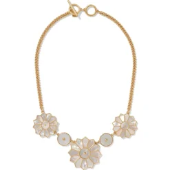 Mother-Of-Pearl Mosaic Statement Necklace And Earrings Set