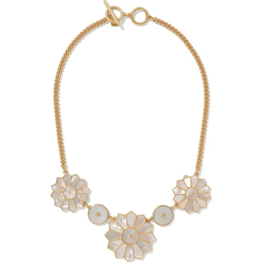 Mother-Of-Pearl Mosaic Statement Necklace And Earrings Set