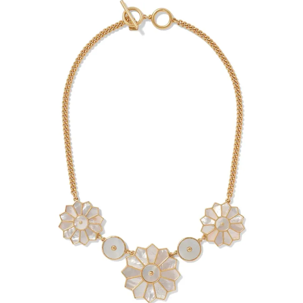 Mother-Of-Pearl Mosaic Statement Necklace And Earrings Set