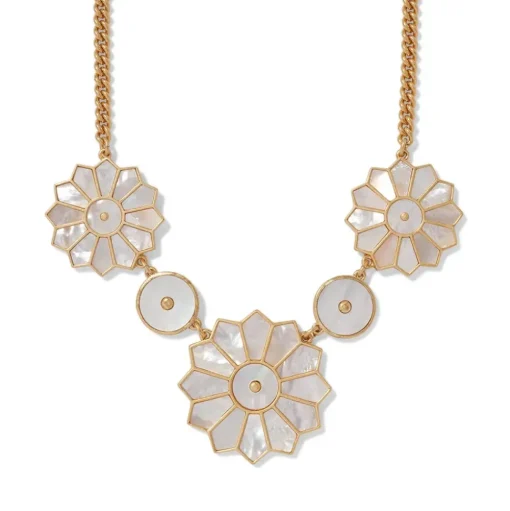 Mother-Of-Pearl Mosaic Statement Necklace And Earrings Set