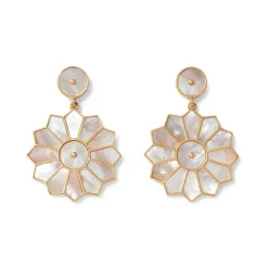 Mother-Of-Pearl Mosaic Statement Double-Drop Earrings