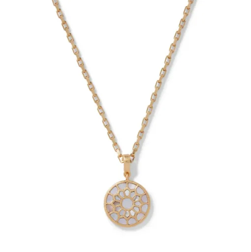 Mother-Of-Pearl Mosaic T-Bar Pendant Necklace