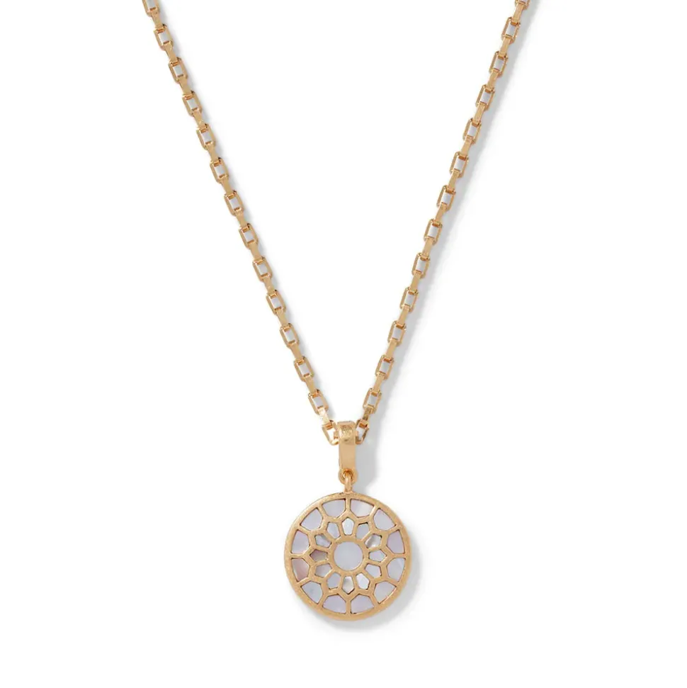 Mother-Of-Pearl Mosaic T-Bar Pendant Necklace