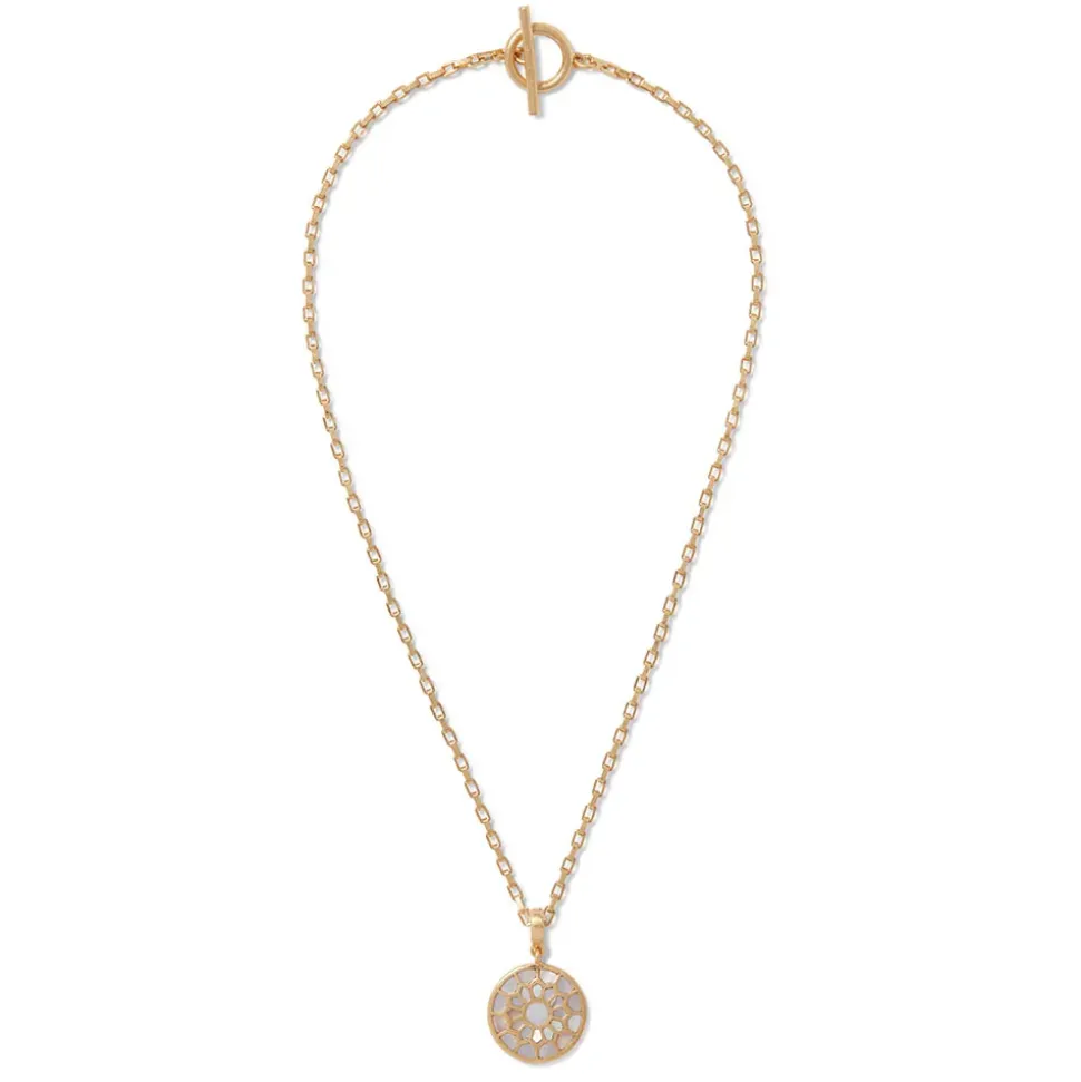 Mother-Of-Pearl Mosaic T-Bar Pendant Necklace