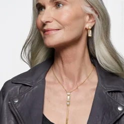 Mother-Of-Pearl Tile Double-Drop Earrings