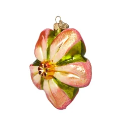 Orange Poinsettia Glass Ornament