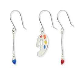 Paintbrush And Palette Drop Earrings