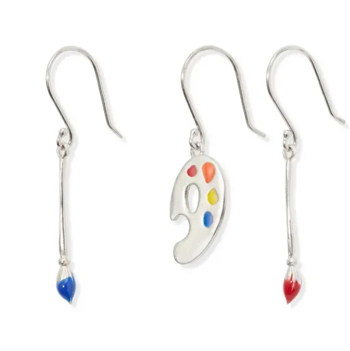 Paintbrush And Palette Drop Earrings