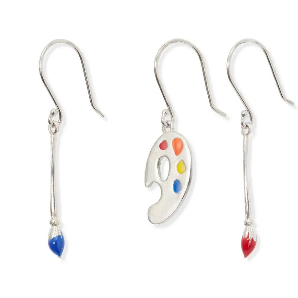 Paintbrush And Palette Drop Earrings