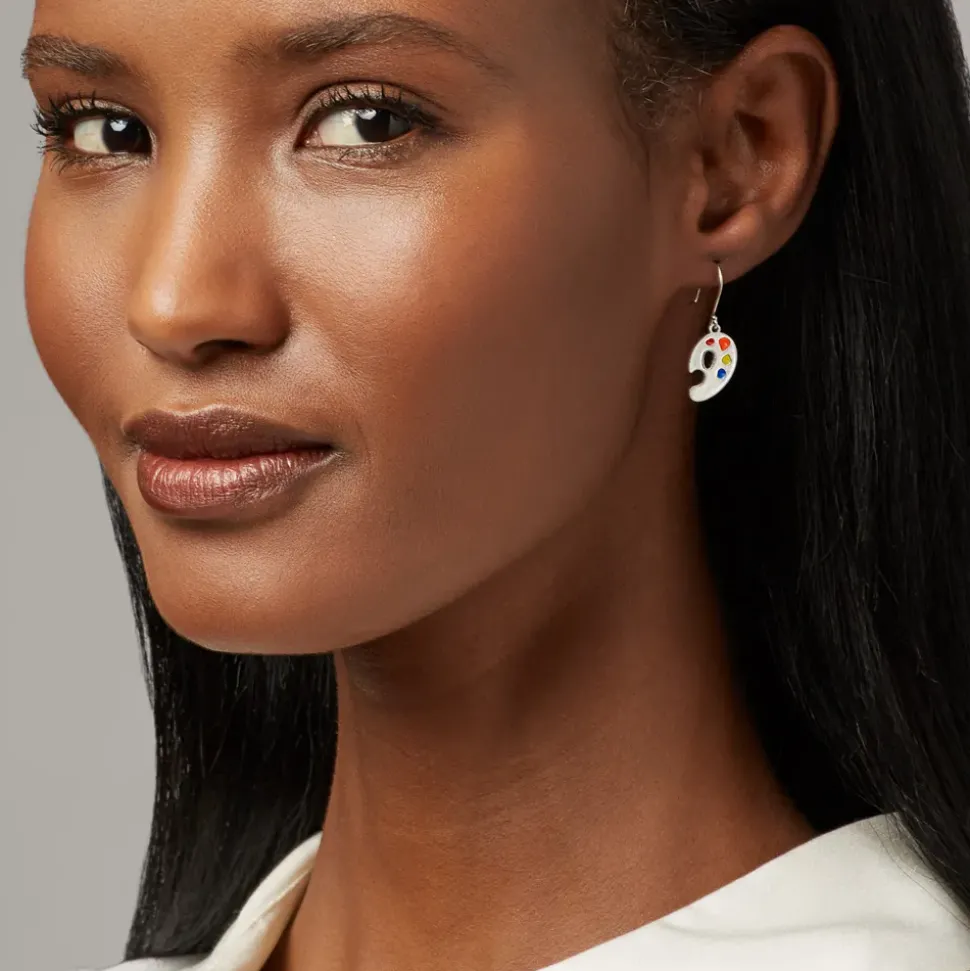 Paintbrush And Palette Drop Earrings