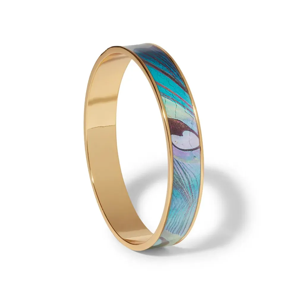 Peacock Feather Enamel Bangle