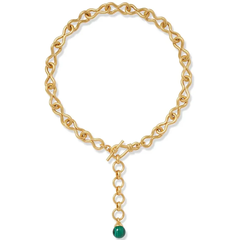 Roman Malachite Statement Necklace And Chandelier Earrings Set