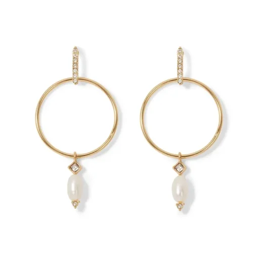 Royal Tudor Forward-Facing Hoop Earrings With Pearl Drops