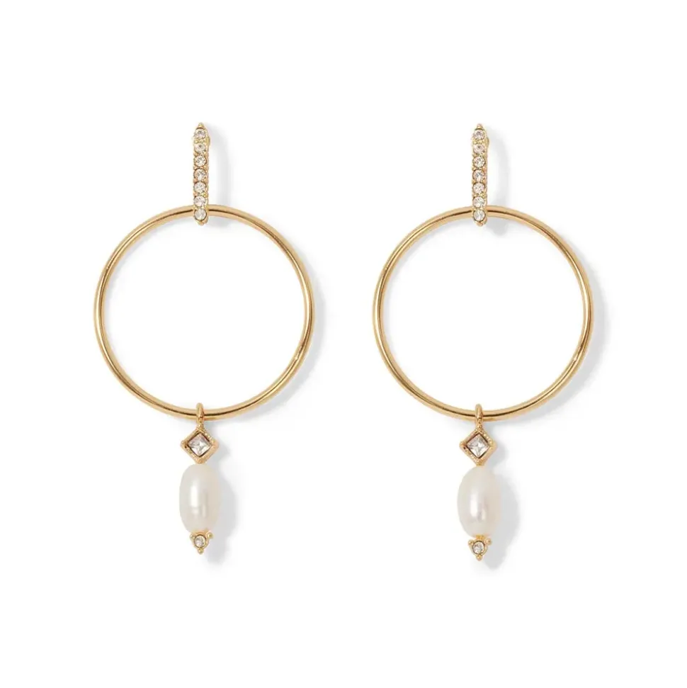 Royal Tudor Forward-Facing Hoop Earrings With Pearl Drops