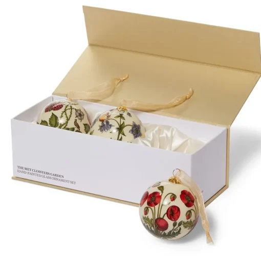 The Met Cloisters Garden Hand-Painted Glass Ornament Set