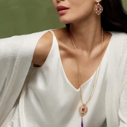Turkish Amethyst Long Pendant Necklace