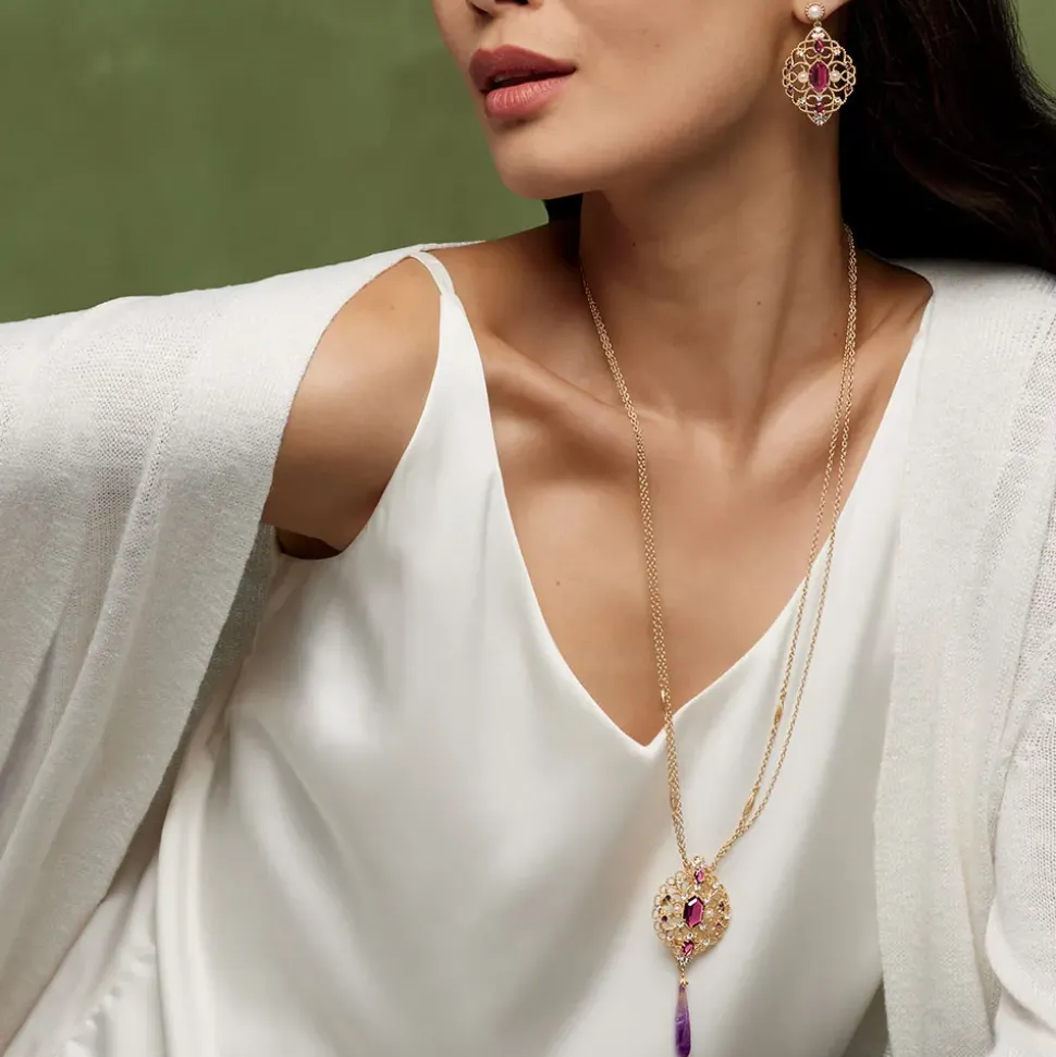 Turkish Amethyst Long Pendant Necklace