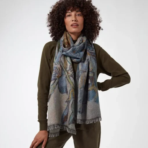 Van Gogh Irises Wool-Blend Shawl