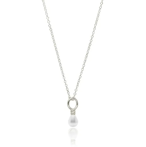 Venus Pearl Silver Pendant Necklace, White