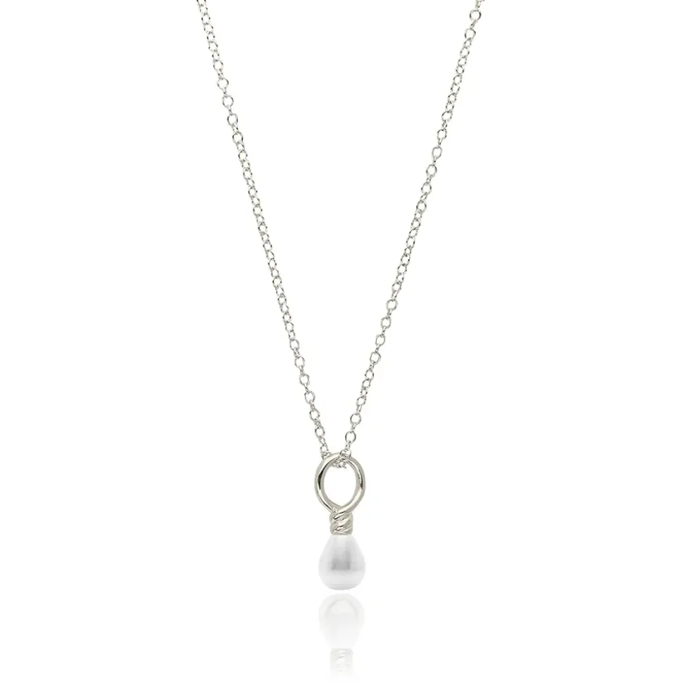 Venus Pearl Silver Pendant Necklace, White