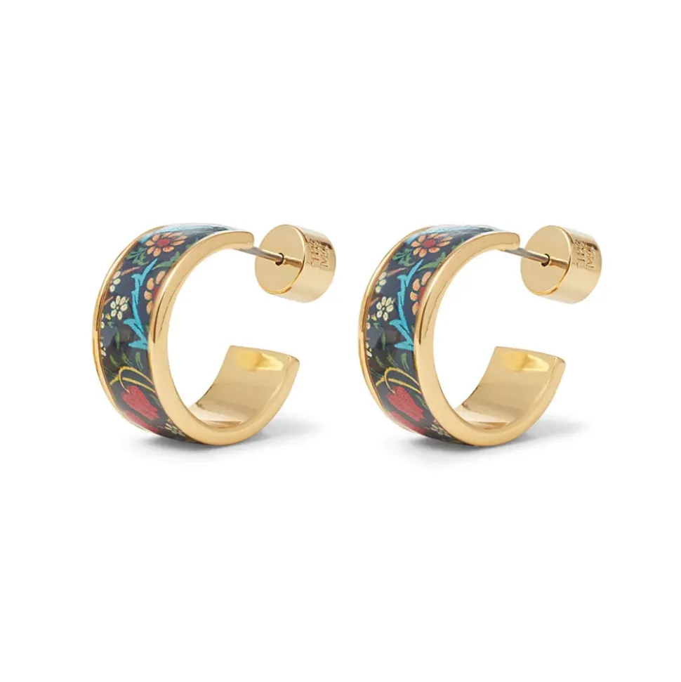 William Morris Blackthorn Enamel Hoop Earrings