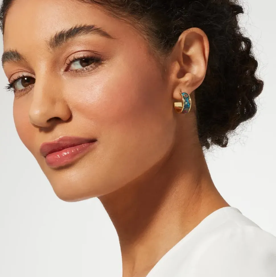 William Morris Blackthorn Enamel Hoop Earrings