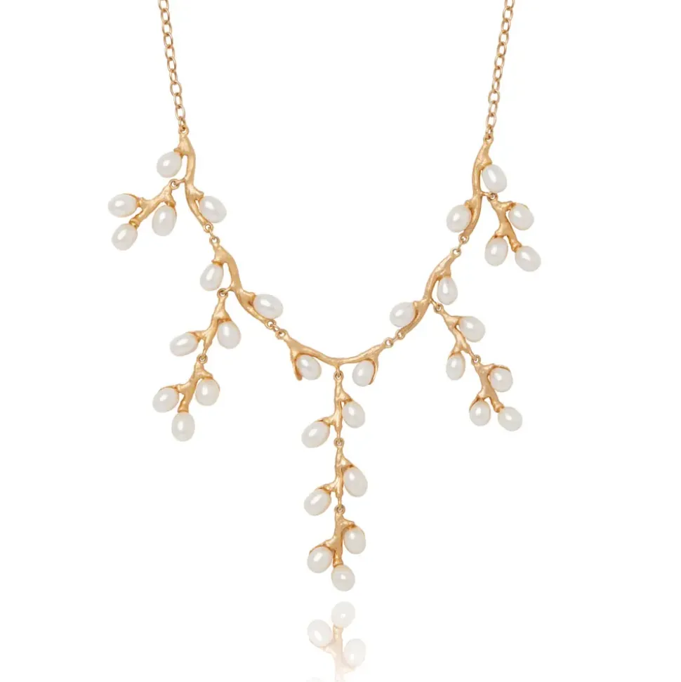 Willow Catkins Pearl Bib Necklace