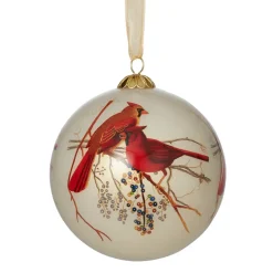 Winter Birds Hand-Painted Glass Ornament Set
