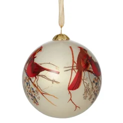 Winter Birds Hand-Painted Glass Ornament Set